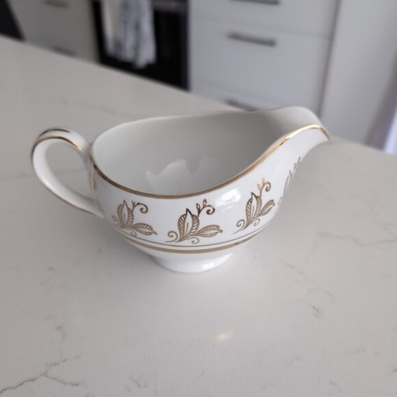 Vintage 22 KT. Gold Glo White Ironstone England Regency Porcelain Gravey Bowl - Picture 2 of 8